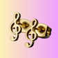 Mini Stud Treble Clef Earrings (Gold Stainless Steel)