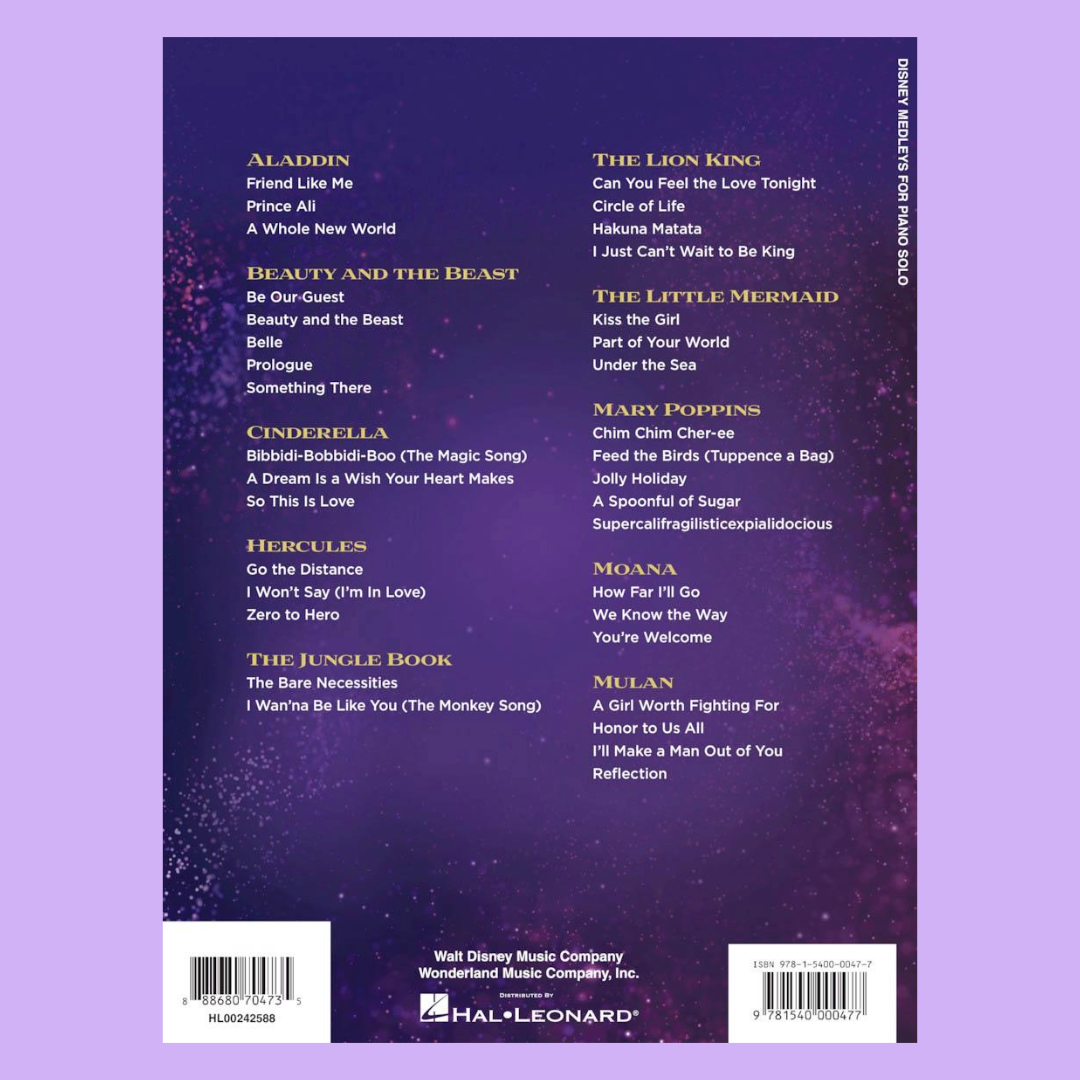 Disney Medleys For Piano Solo Book (35 Disney Hit Songs)