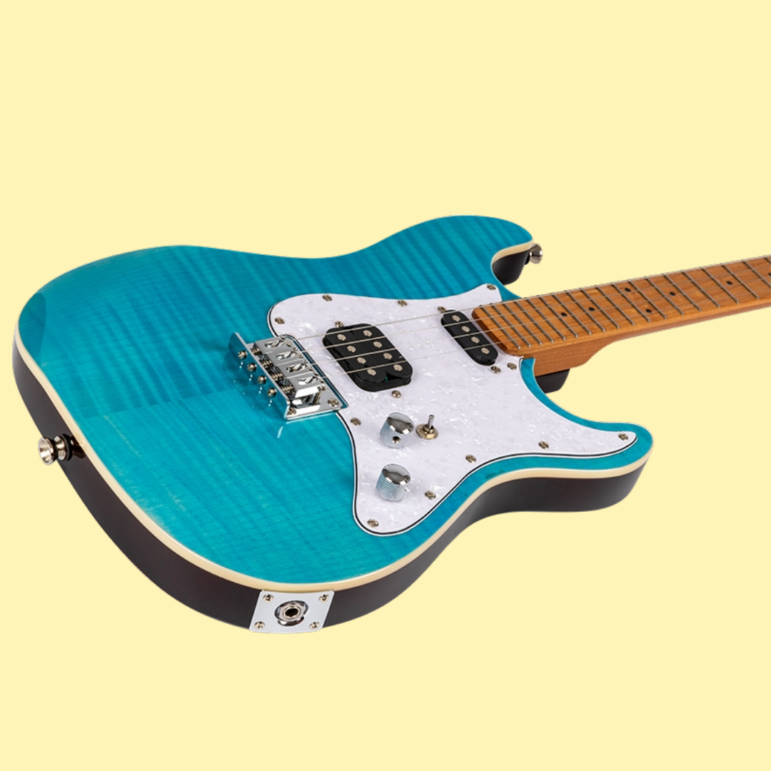 Flight Pathfinder Blue Solid Body Electric Baritone Ukulele with Padded Gig Bag