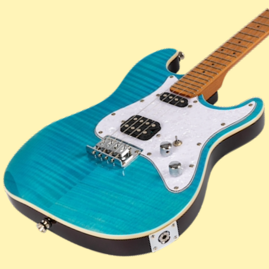 Flight Pathfinder Blue Solid Body Electric Baritone Ukulele with Padded Gig Bag