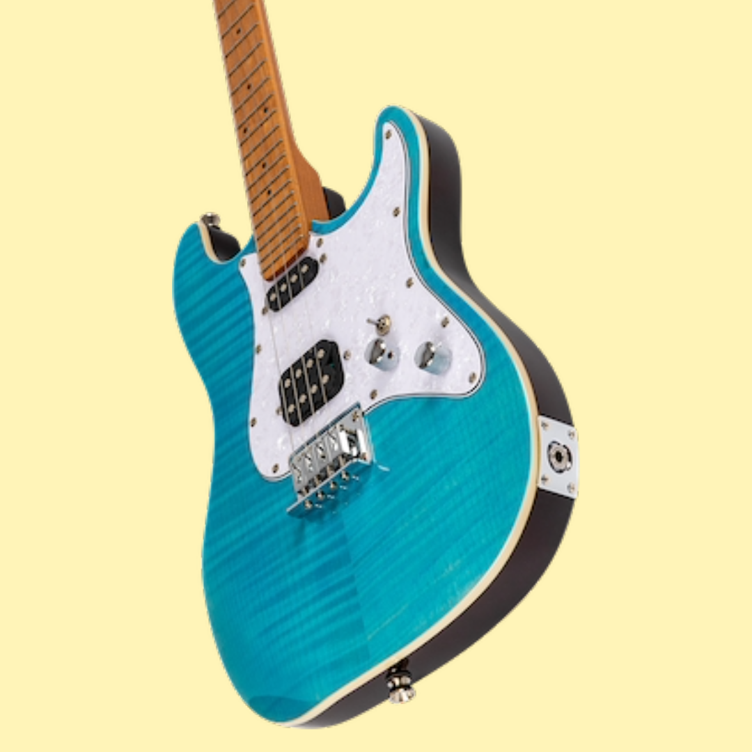 Flight Pathfinder Blue Solid Body Electric Baritone Ukulele with Padded Gig Bag
