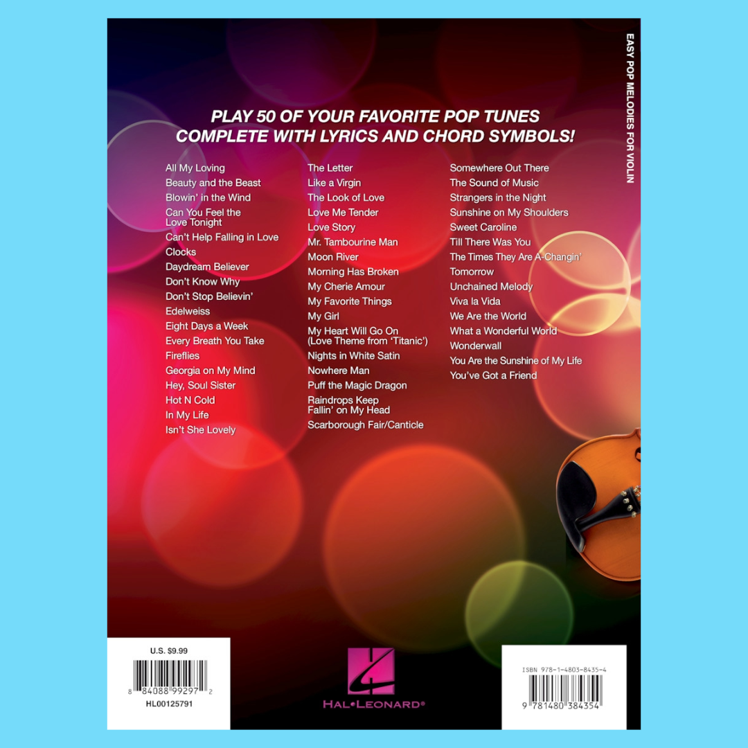Easy Pop Melodies For Violin Songbook (50 Songs)