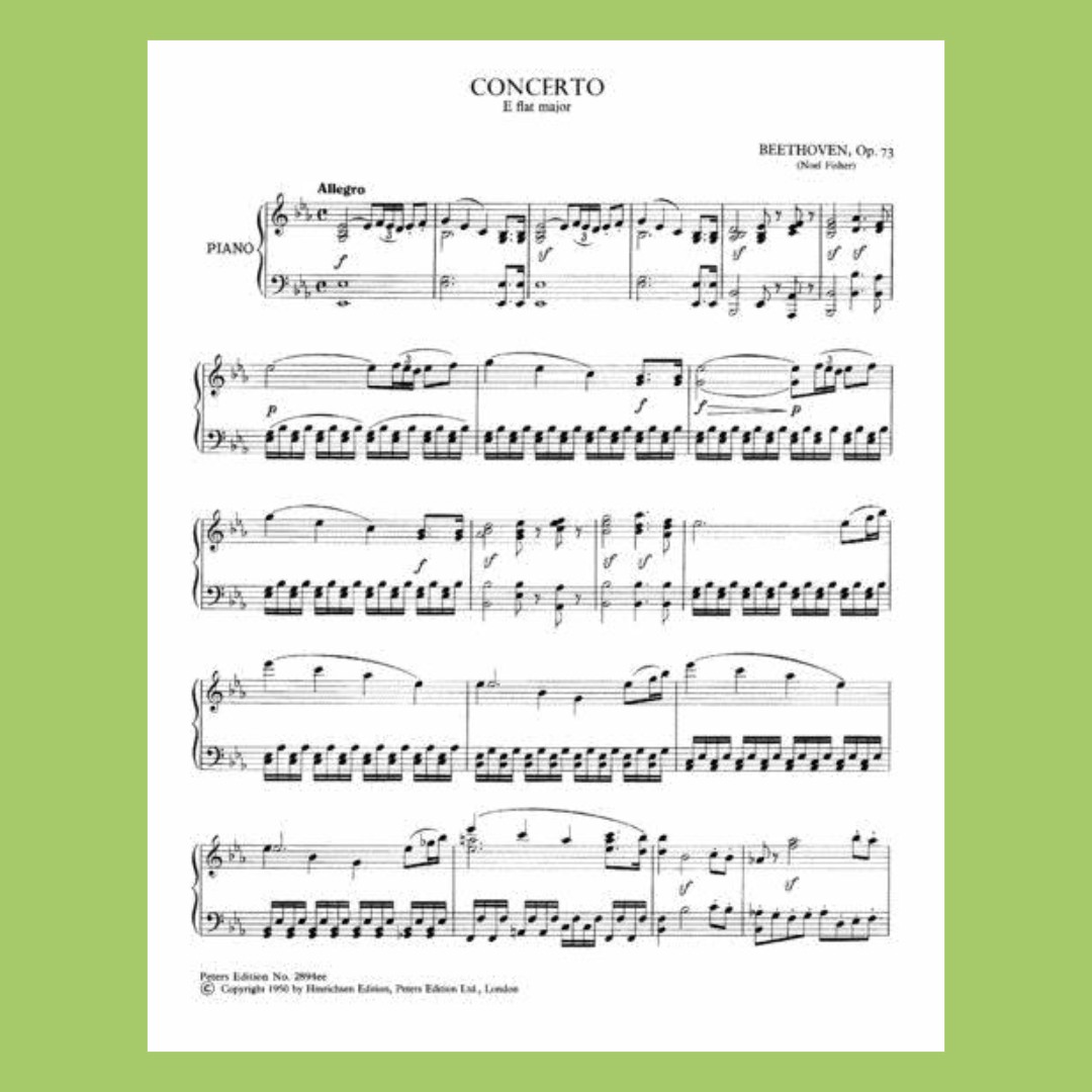 Beethoven - Concerto No. 5 in E flat Op.73 'Emperor' (Piano Solo) Book