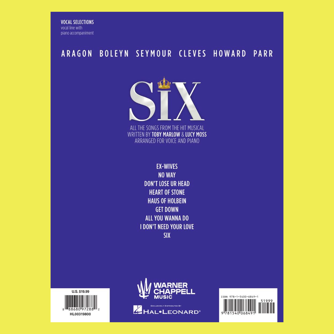 Six The Musical - Piano/Vocal Selections Songbook