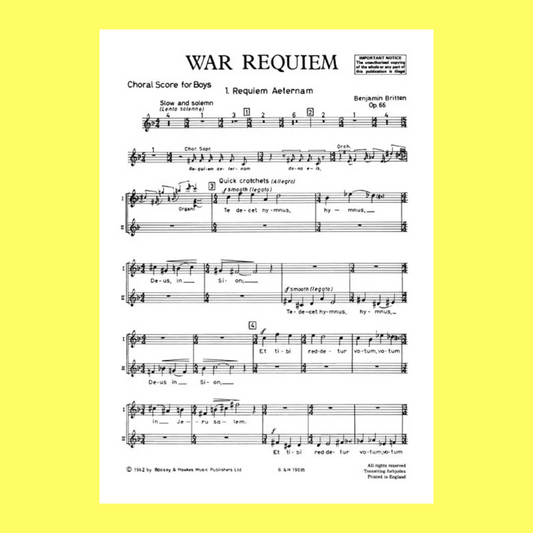 War Requiem Op 66 Boys Chorus Choral Score Sheet Music