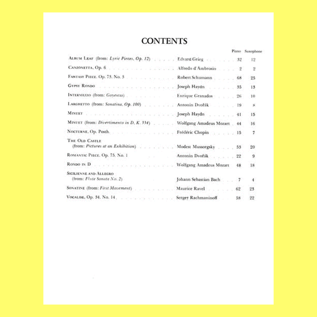 Solos For The Alto Saxophone Player Alto Saxophone Book