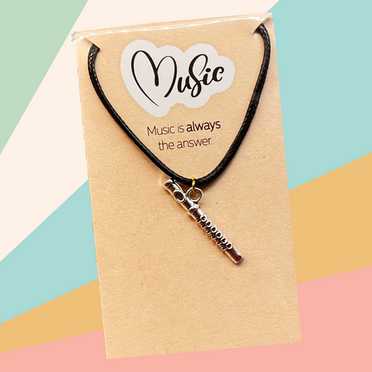 Flute Necklace Music is Always the Answer - (Silver)