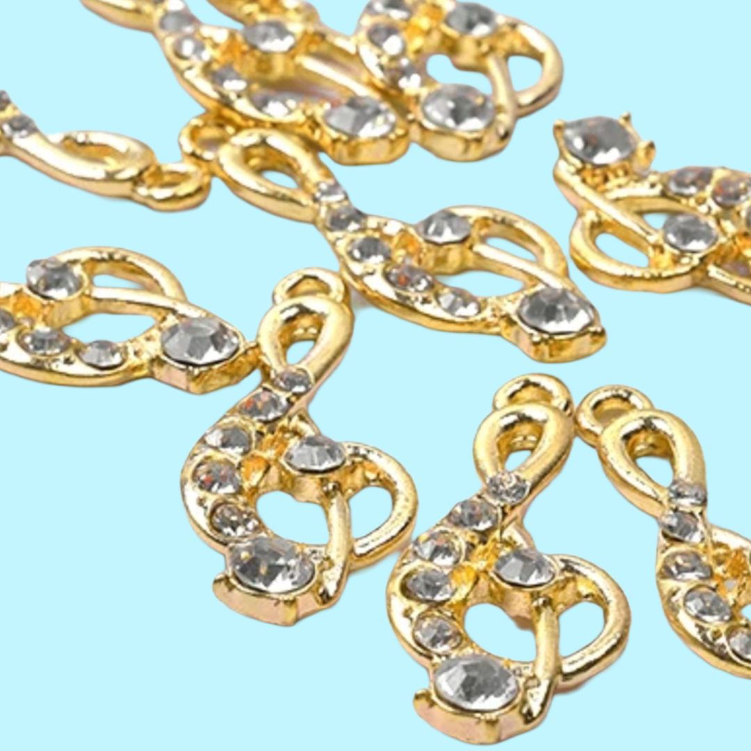 Treble Clef Necklace - (Gold and Crystal Rhinestones)
