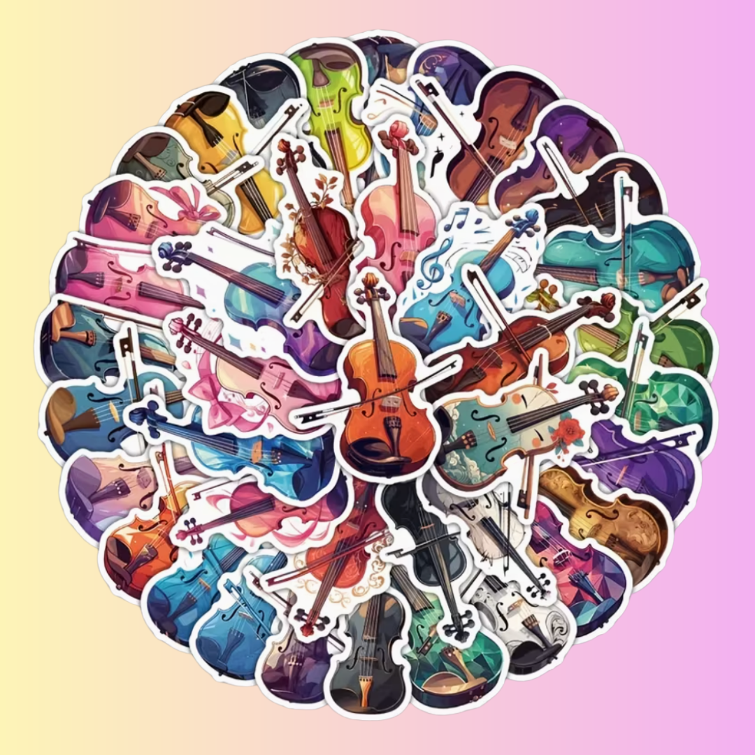 Colourful Violin Sticker Pack (27 Stickers)