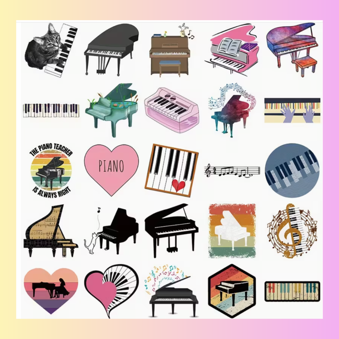 Colourful Piano Themed Sticker Pack (20 pieces)
