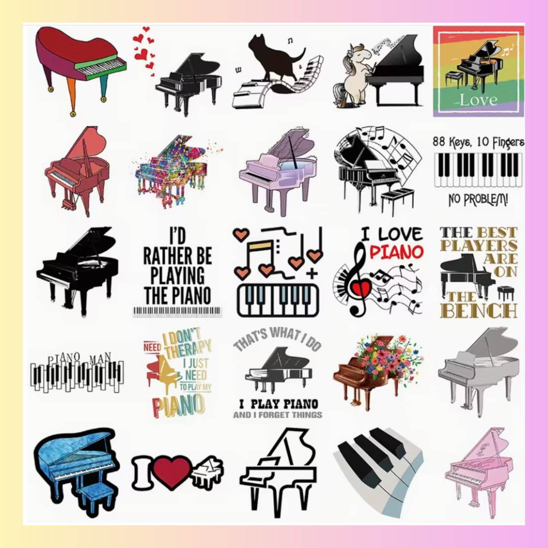 Colourful Piano Themed Sticker Pack (20 pieces)