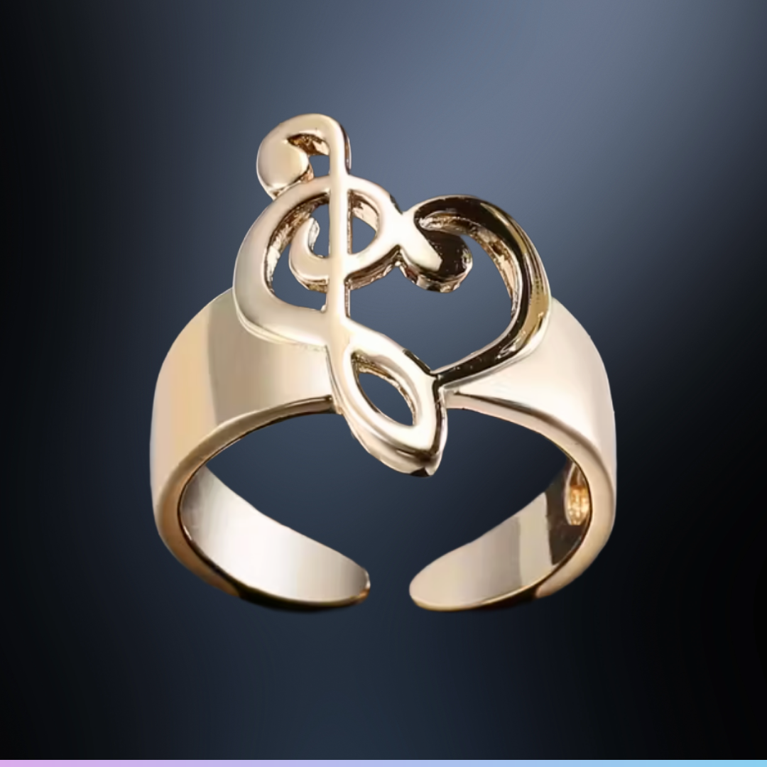 Treble and Bass Clef Heart Adjustable Ring - Gold – Music2u.com.au