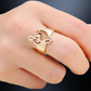 Treble and Bass Clef Heart Adjustable Ring - Gold
