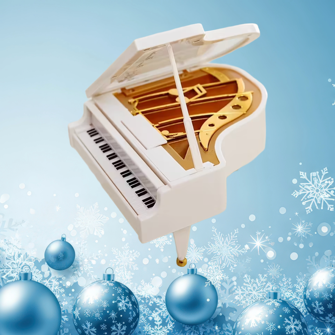 White Grand Piano Music Box (Fur Elise) with Wind Up Lever - Limited Time Holiday Special