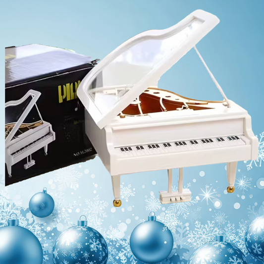 White Grand Piano Music Box (Fur Elise) with Wind Up Lever - Limited Time Holiday Special