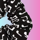 Black and White Music Notes Hair Scrunchie