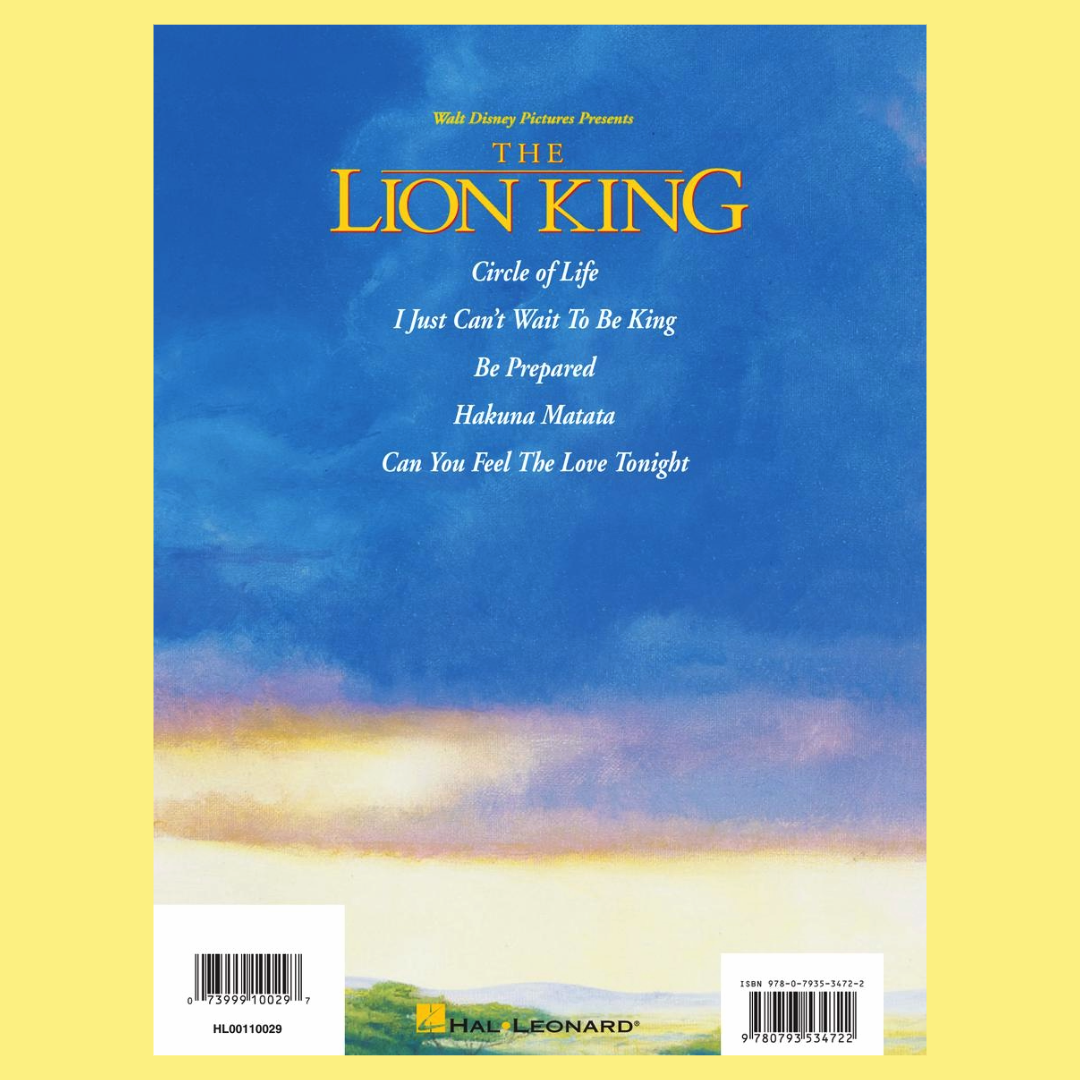 The Lion King Vocal Selections Easy Piano Book