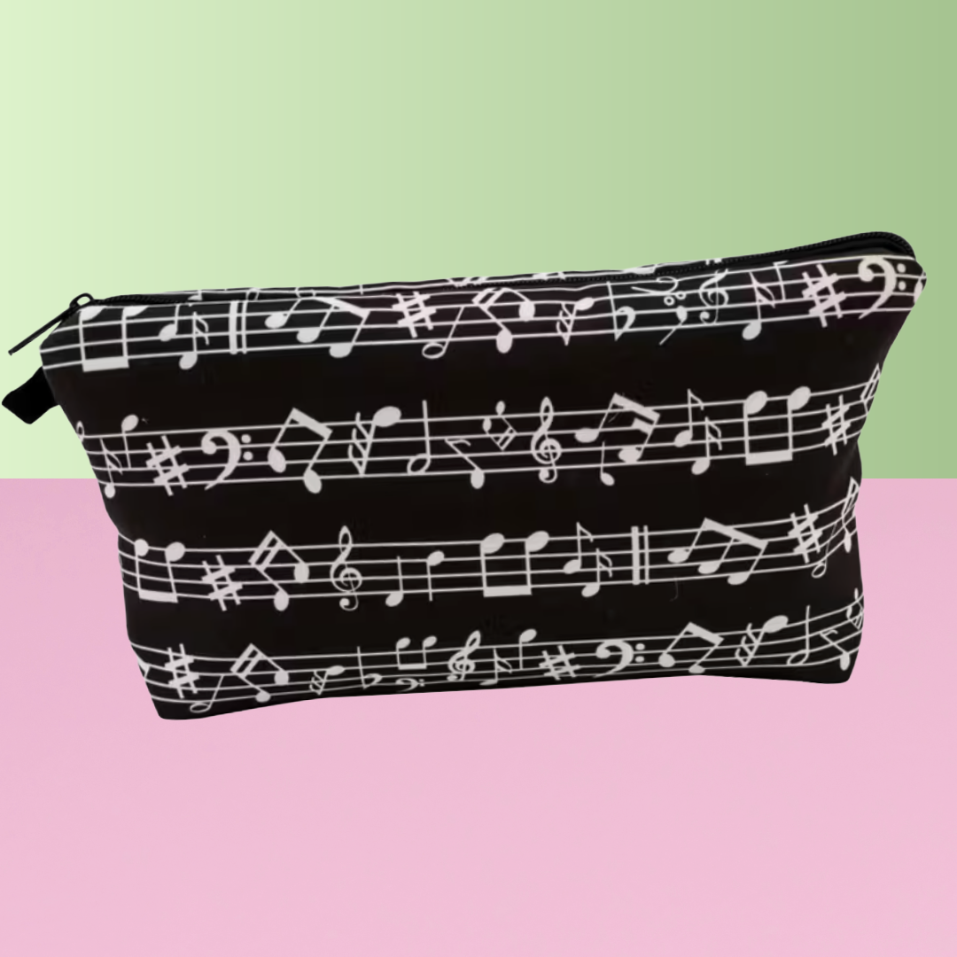 Black and White Sheet Music Theme Music Bag/Pencil Case (22.5cm x 13.5cm)