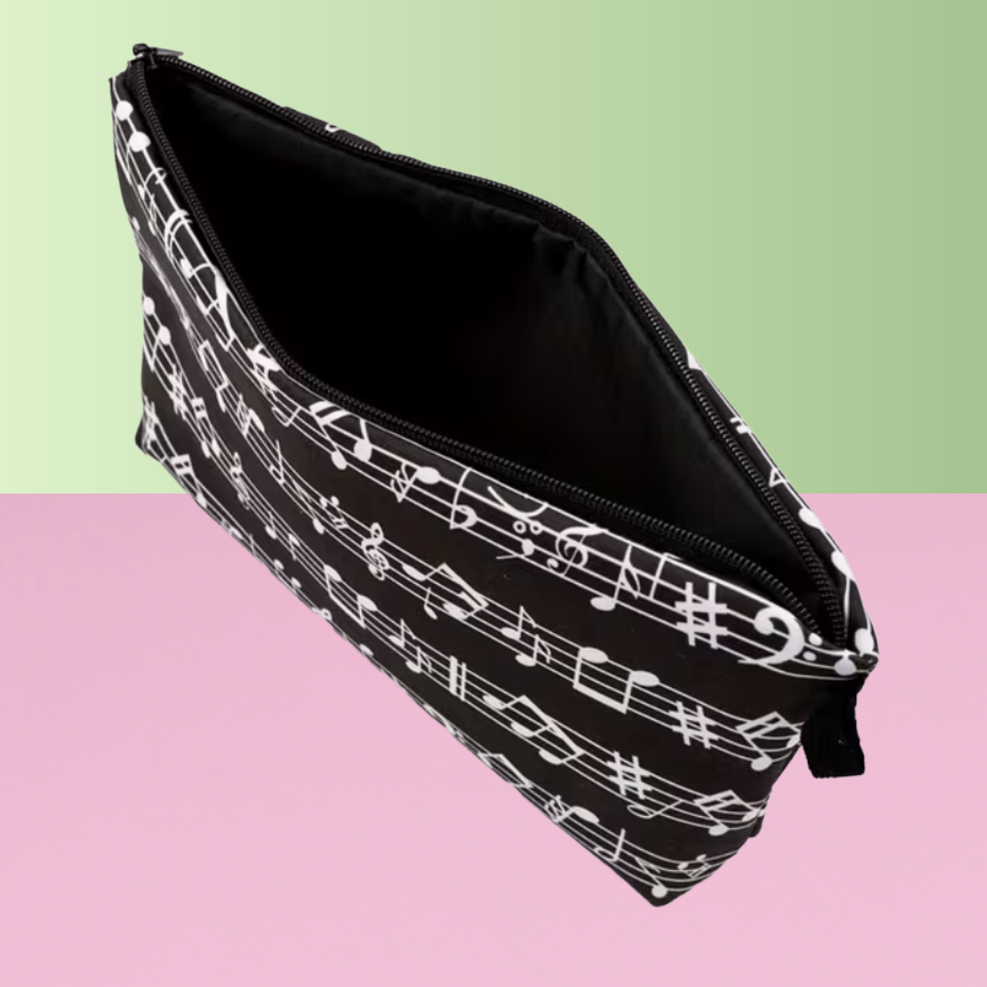 Black and White Sheet Music Theme Music Bag/Pencil Case (22.5cm x 13.5cm)