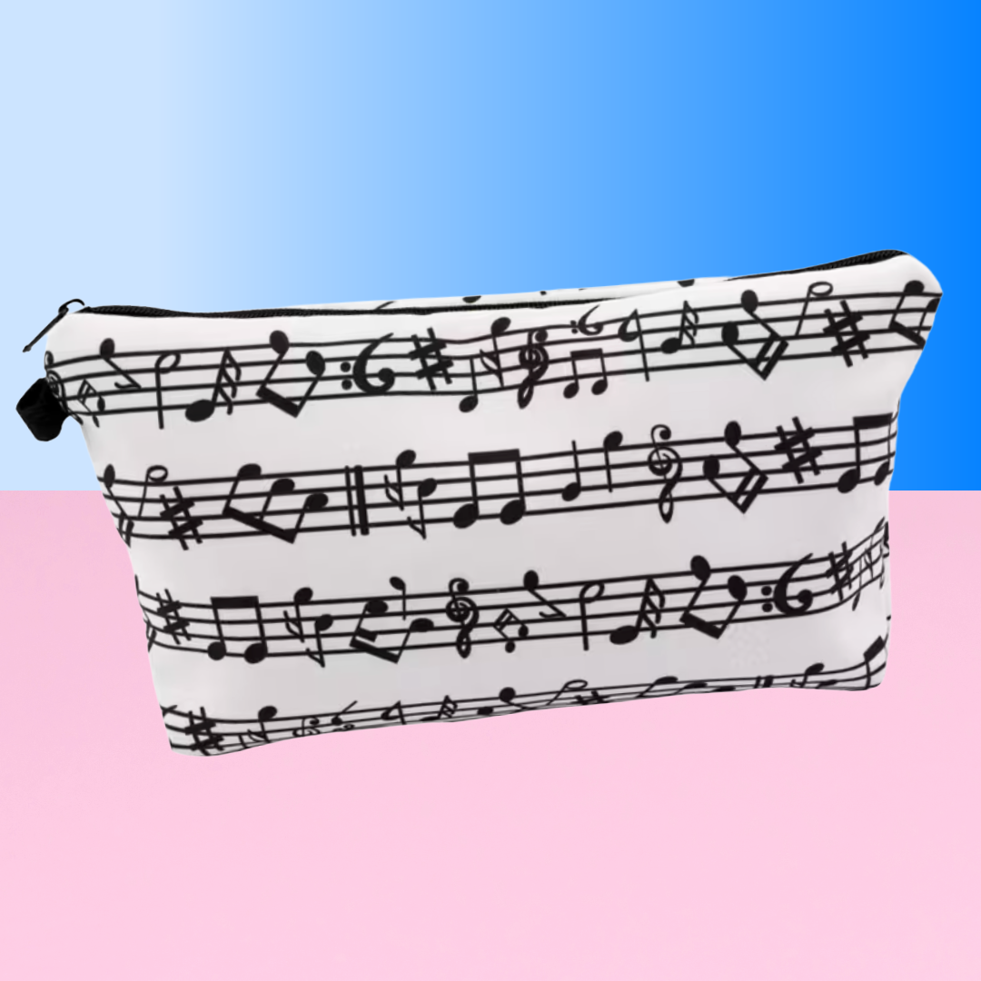 White Sheet Music Theme Music Bag/Pencil Case (22.5cm x 13.5cm)