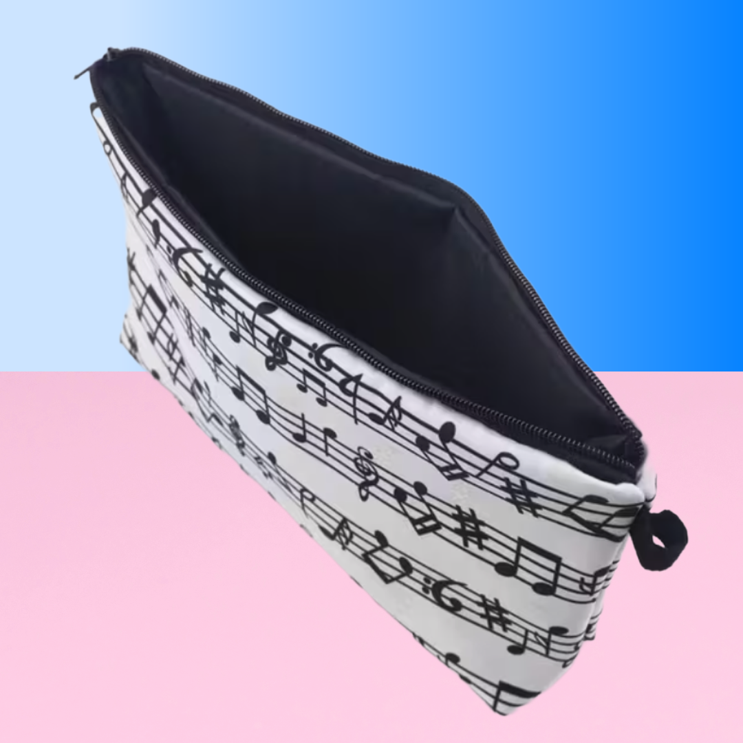 White Sheet Music Theme Music Bag/Pencil Case (22.5cm x 13.5cm)