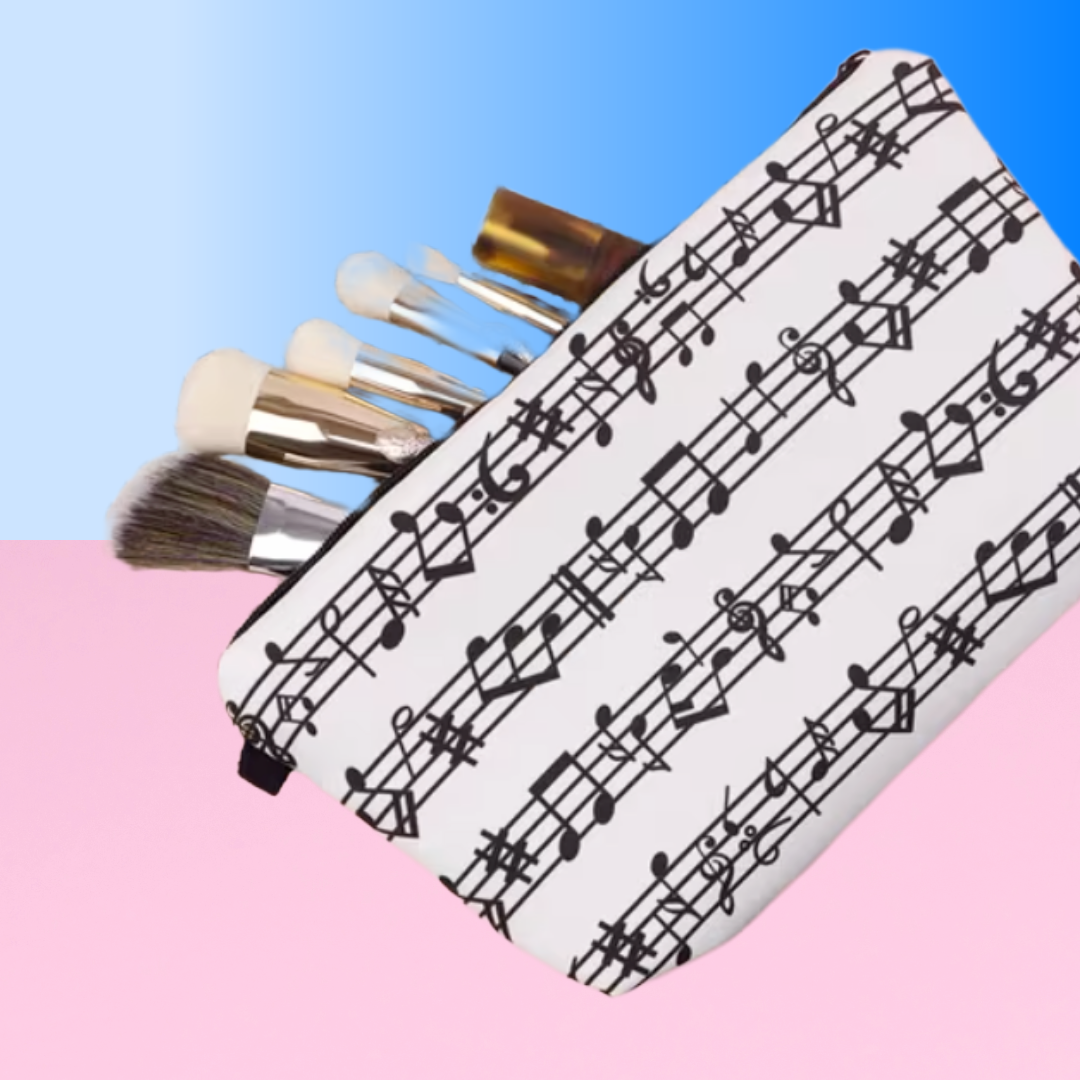 White Sheet Music Theme Music Bag/Pencil Case (22.5cm x 13.5cm)