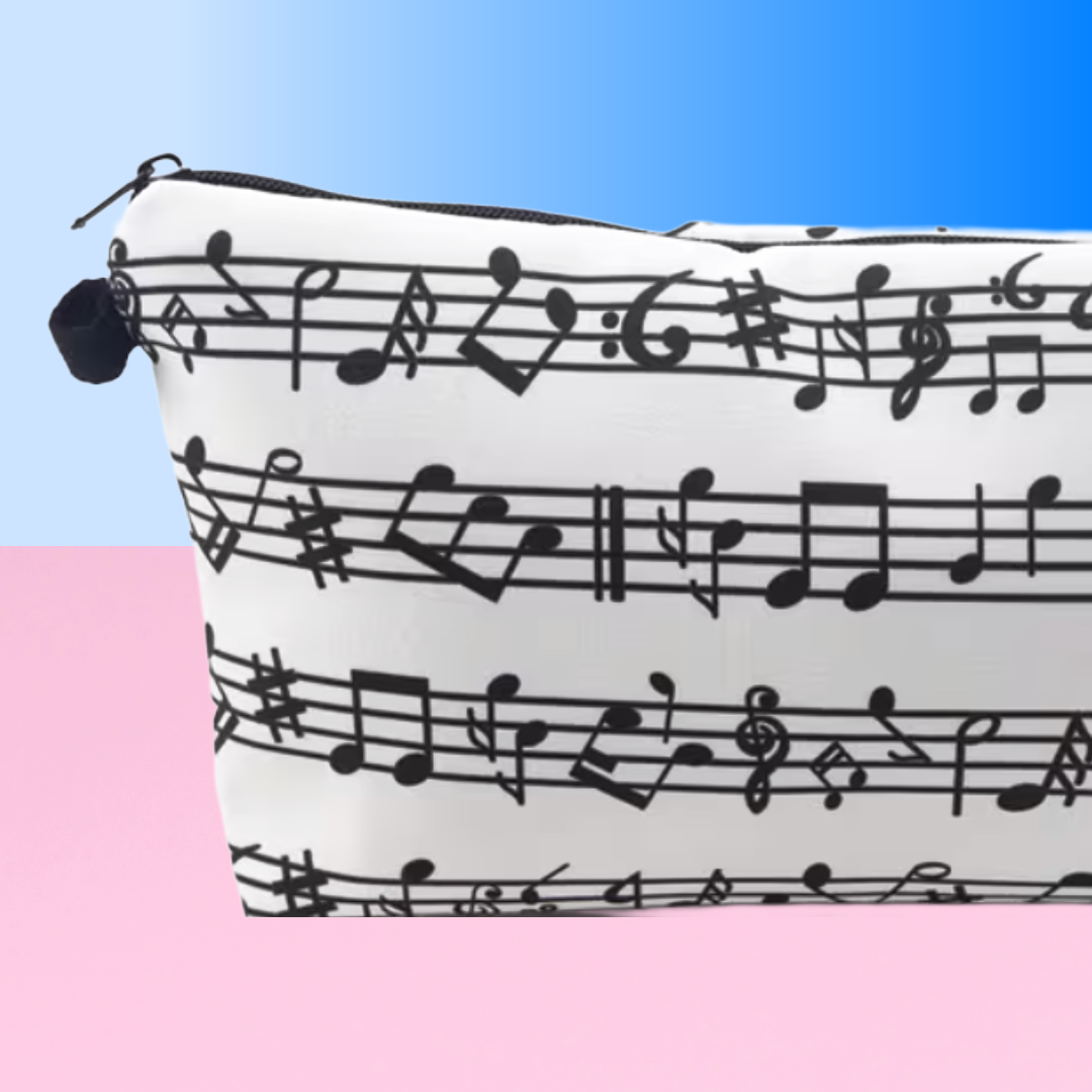 White Sheet Music Theme Music Bag/Pencil Case (22.5cm x 13.5cm)