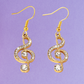 Treble Clef Earrings with Rhinestones (Gold)