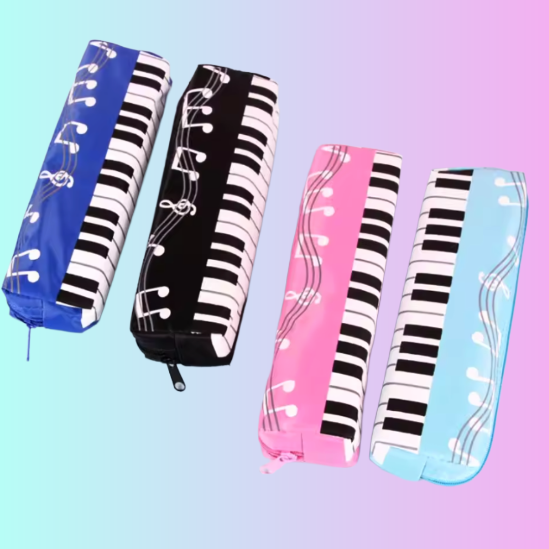Navy Blue Piano Keys Pencil Case