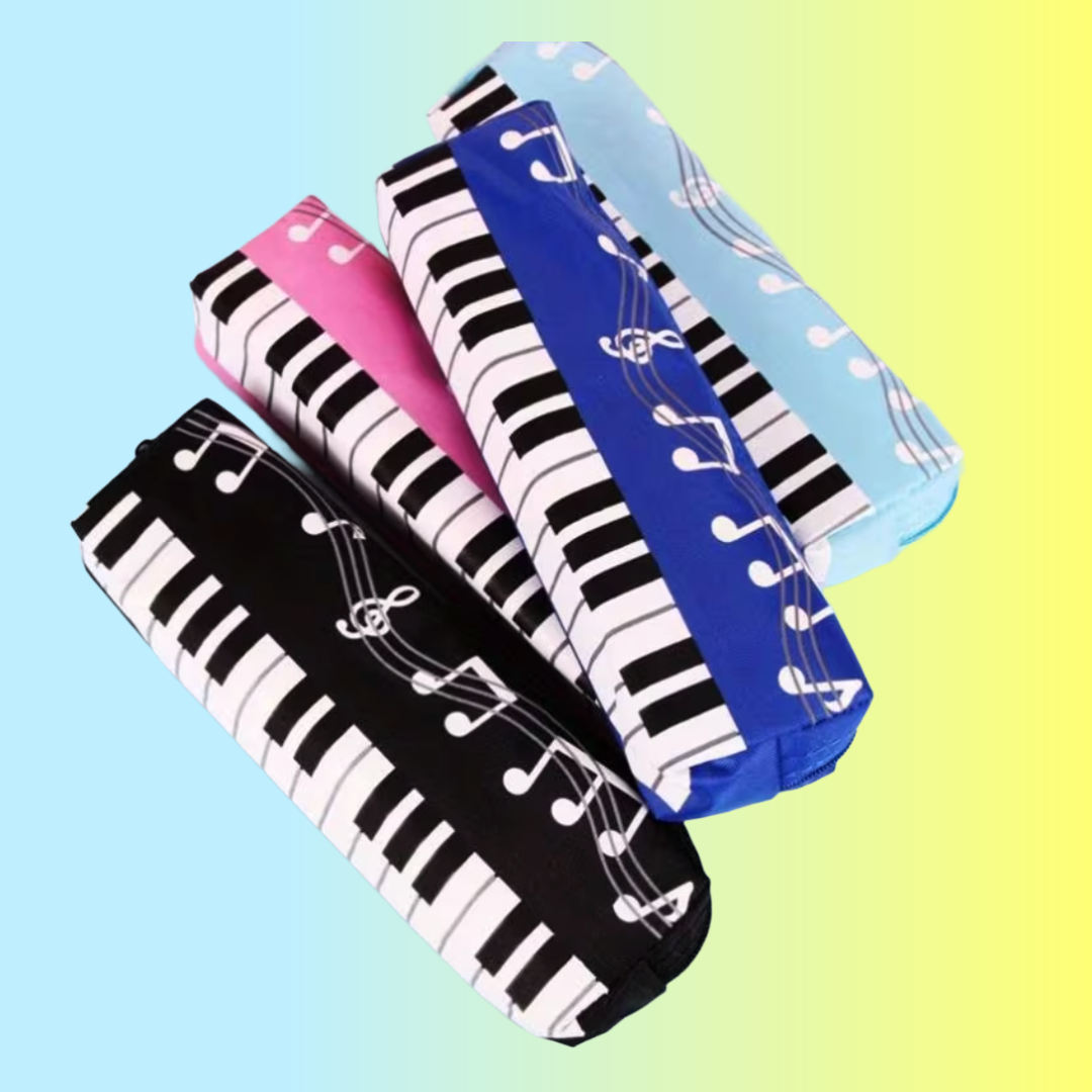 Navy Blue Piano Keys Pencil Case