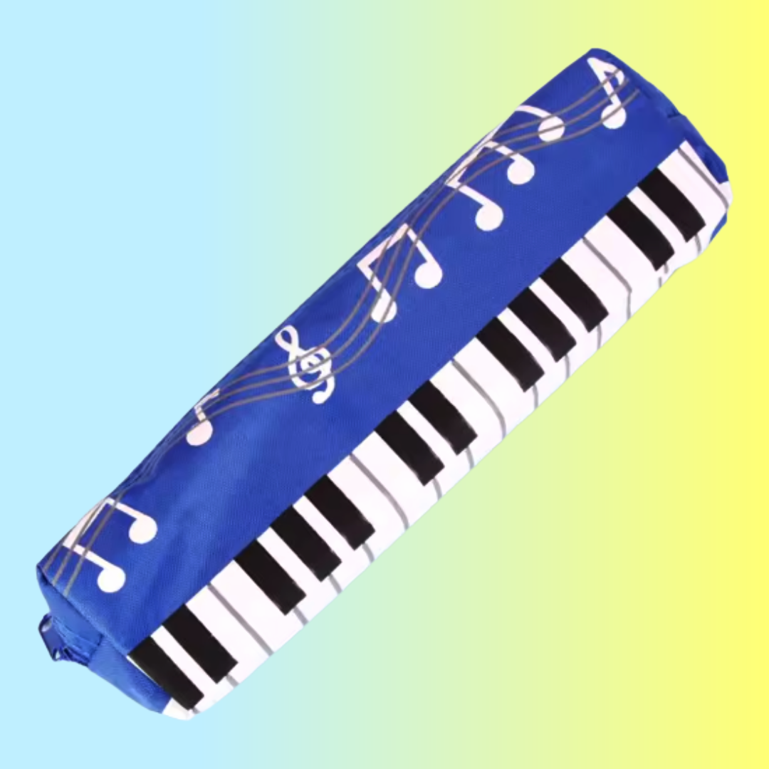 Navy Blue Piano Keys Pencil Case