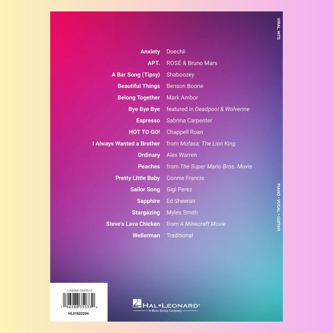 Viral Hits 2025- Piano/Vocal/Guitar Songbook (17 Hit Songs)