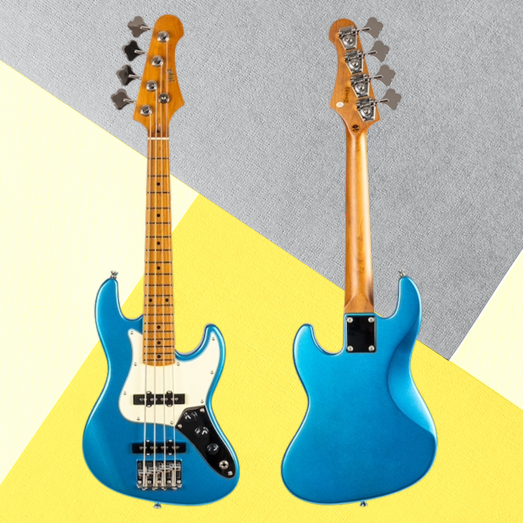 Flight Mini JB Bass Metallic Blue Solid Body Ukulele with Deluxe Gig Bag - New to Aus - Very Limited Stock (4 units Remaining)
