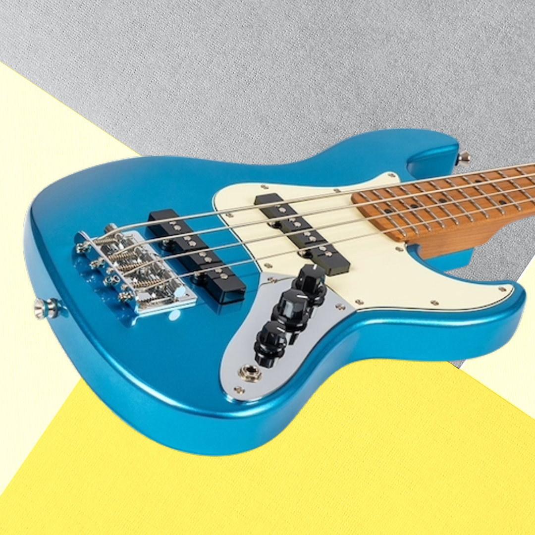 Flight Mini JB Bass Metallic Blue Solid Body Ukulele with Deluxe Gig Bag - New to Aus - Very Limited Stock (4 units Remaining)