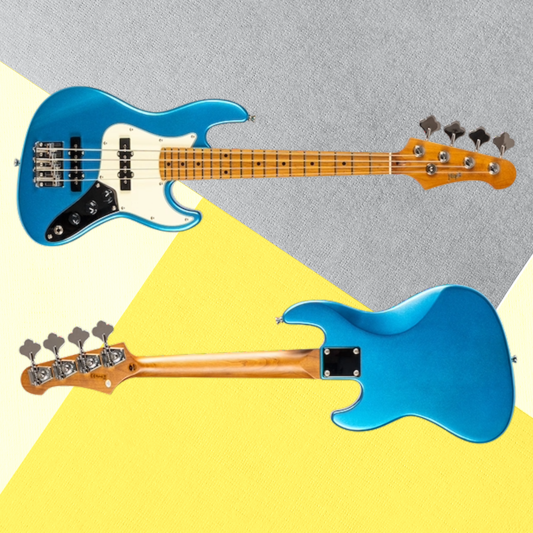 Flight Mini JB Bass Metallic Blue Solid Body Ukulele with Deluxe Gig Bag - New to Aus - Very Limited Stock (4 units Remaining)