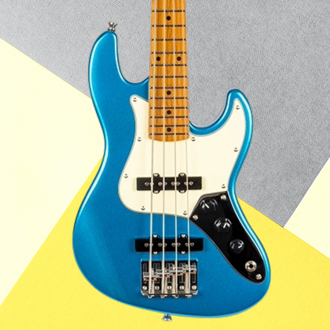 Flight Mini JB Bass Metallic Blue Solid Body Ukulele with Deluxe Gig Bag - New to Aus - Very Limited Stock (4 units Remaining)