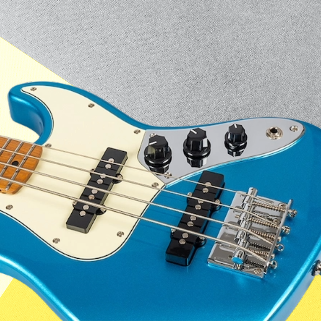 Flight Mini JB Bass Metallic Blue Solid Body Ukulele with Deluxe Gig Bag - New to Aus - Very Limited Stock (4 units Remaining)