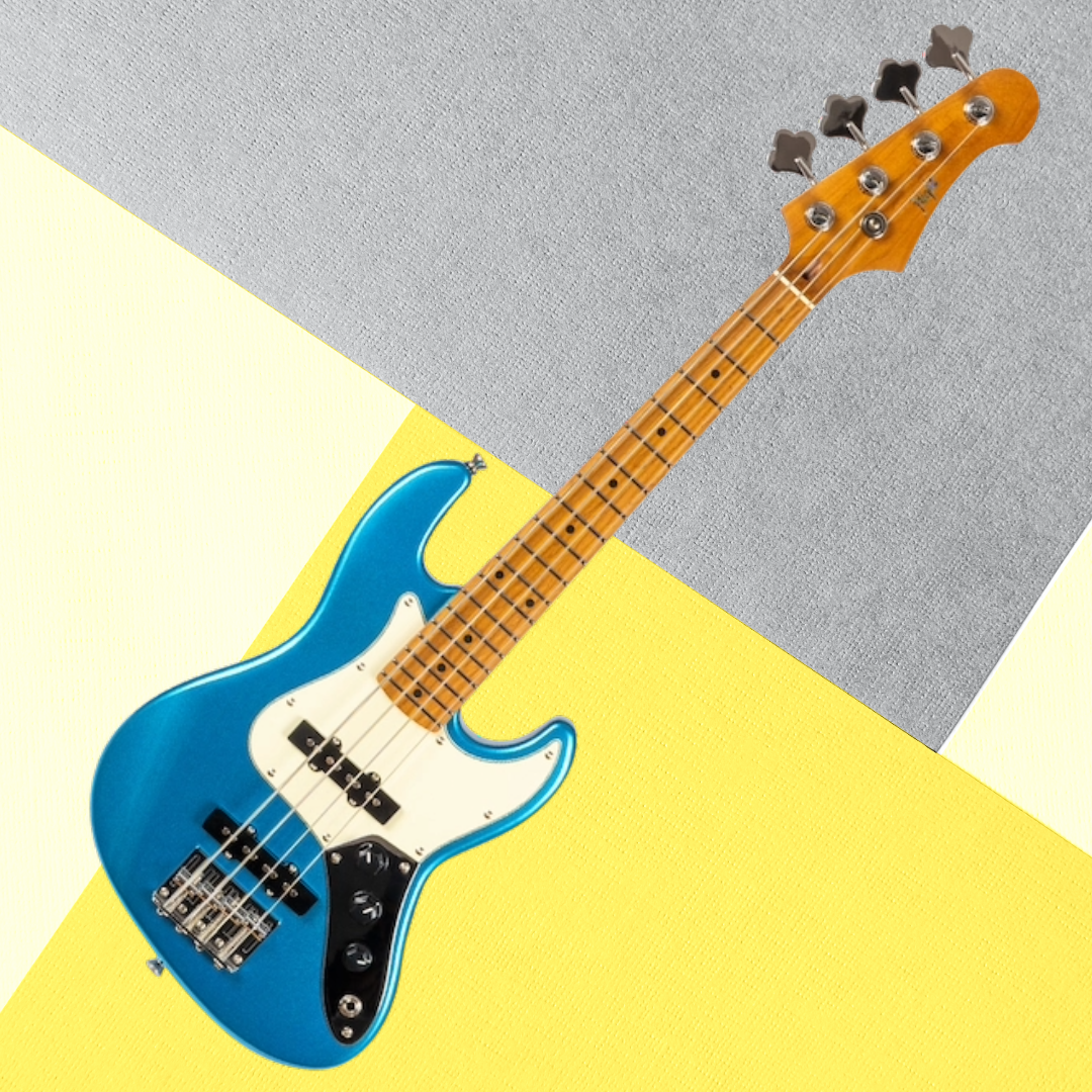 Flight Mini JB Bass Metallic Blue Solid Body Ukulele with Deluxe Gig Bag - New to Aus - Very Limited Stock (4 units Remaining)