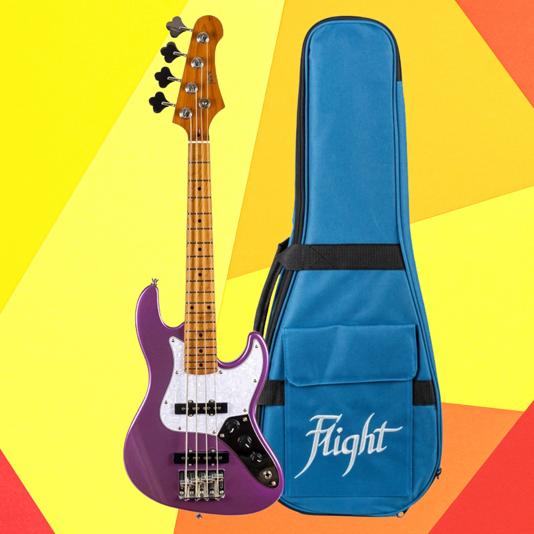 Flight Mini JB Bass Purple Solid Body Ukulele with Deluxe Gig Bag - Coming Soon