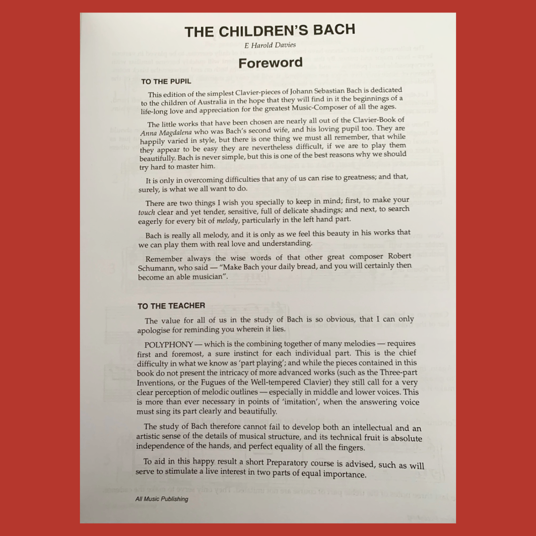 The Children's Bach Book - 30 Easy Pieces For Piano