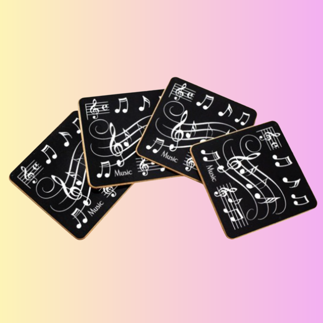 Music Note Coasters Pack Of 4 (Black)