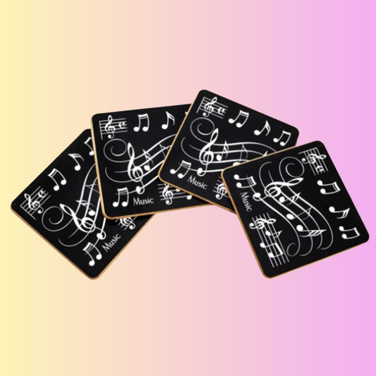 Music Note Coasters Pack Of 4 (Black)
