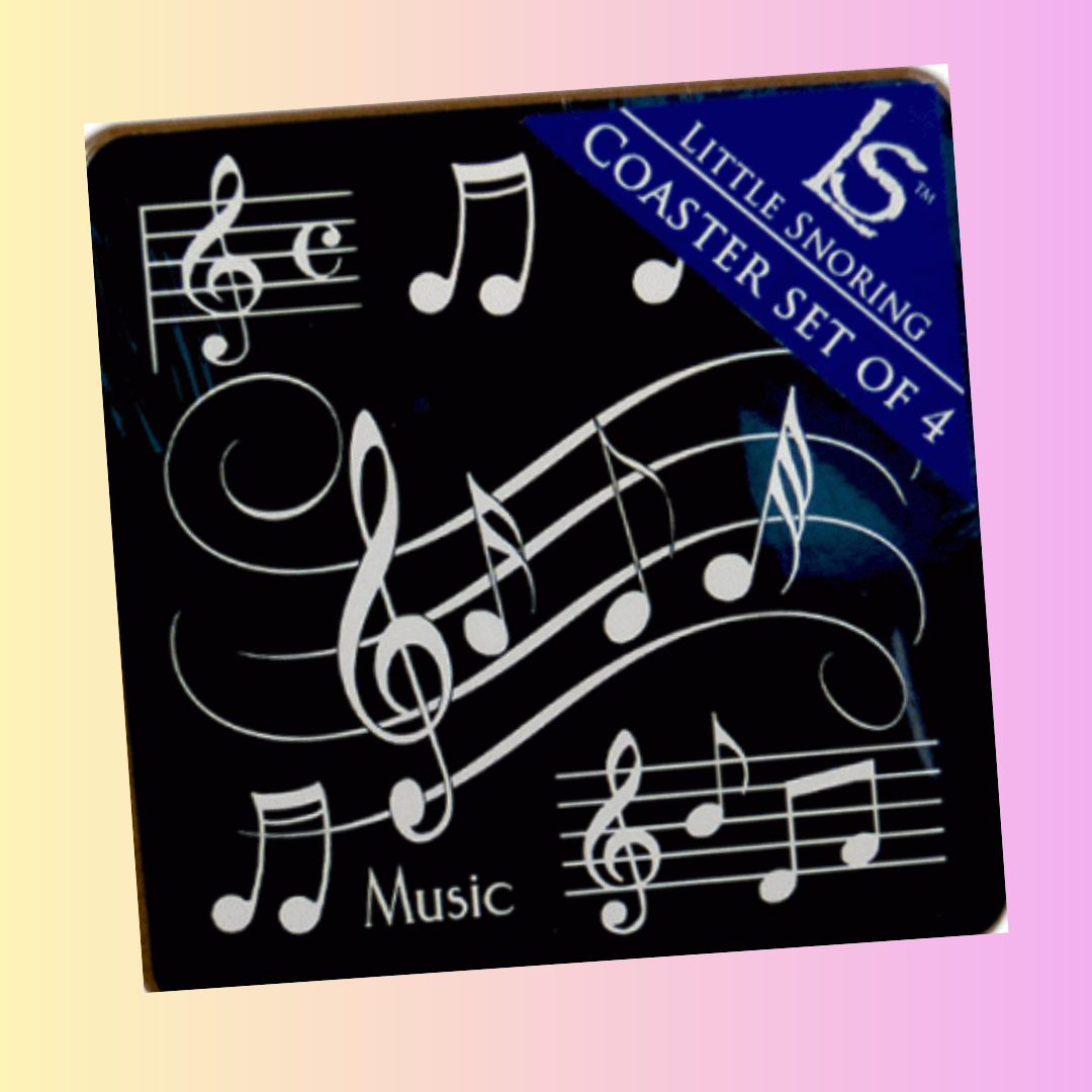 Music Note Coasters Pack Of 4 (Black)