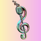 Stylish Retro Microphone Keychain - Holographic Rainbow Finish