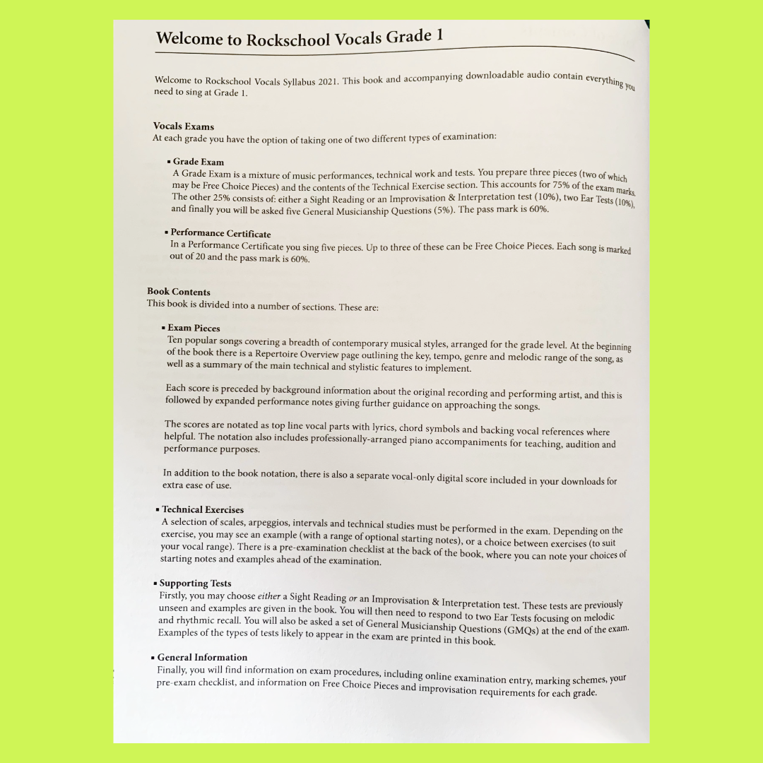 Rockschool Vocals Grade 1 Book/Ola (2021+)