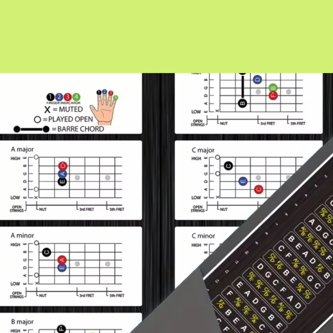 Guitar Fretboard Note Stickers – Full Neck Reference (Learning Aid)