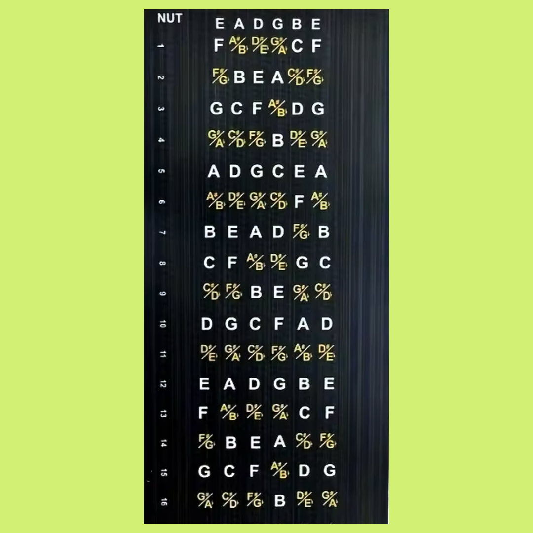 Guitar Fretboard Note Stickers – Full Neck Reference (Learning Aid)