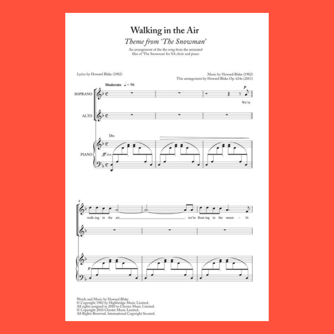 Walking In The Air - Soprano/Alto Vocal Sheet Music (Theme from the Snowman)