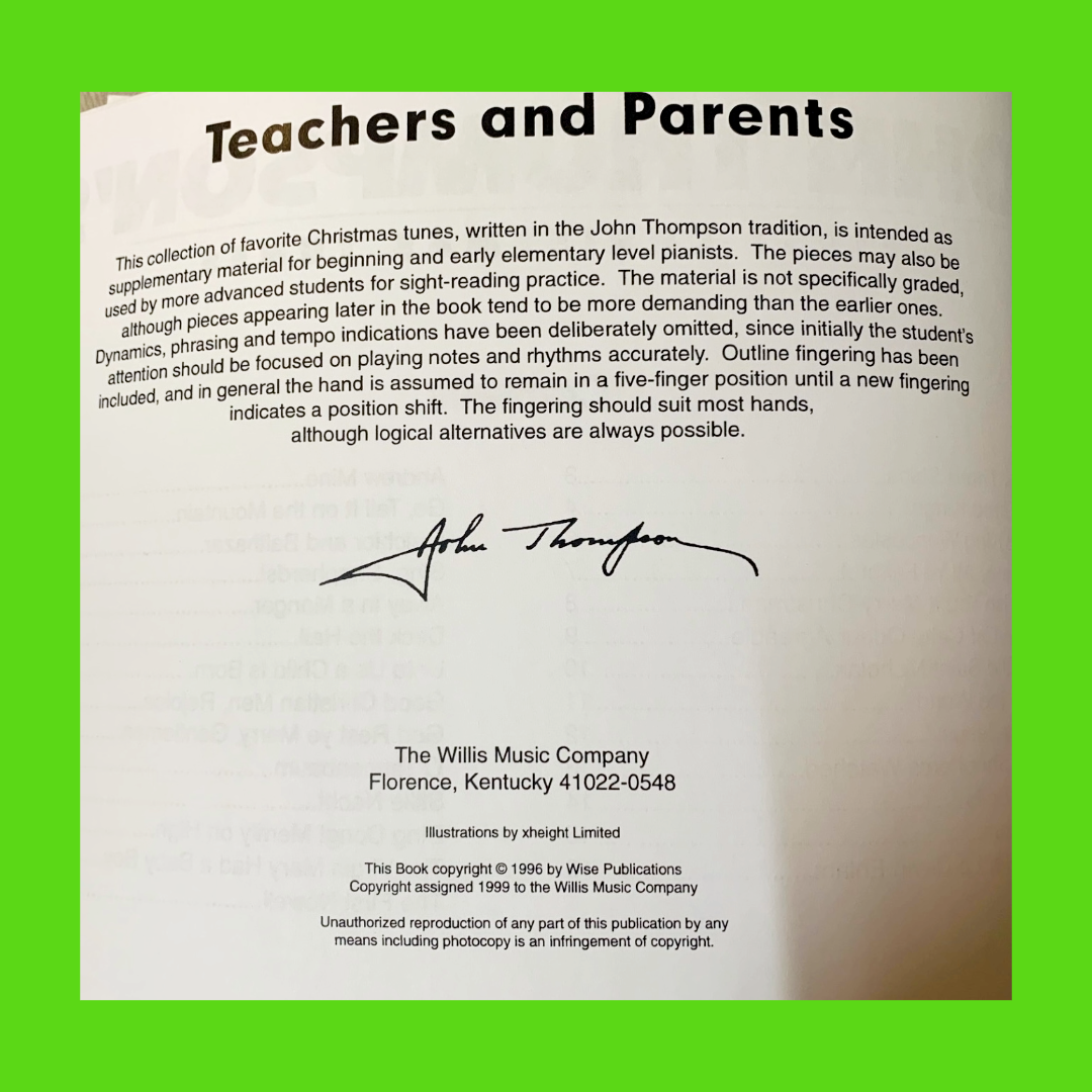 John Thompson's Easiest Piano Course - First Christmas Tunes Book
