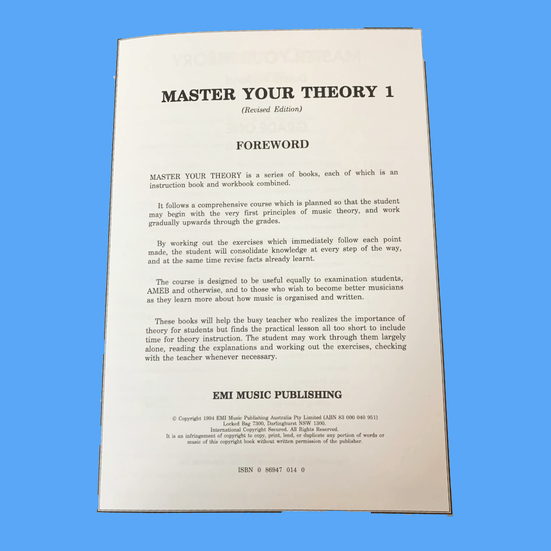 Master Your Theory - Answer Book Grade 1 MYT (Revised Edition)